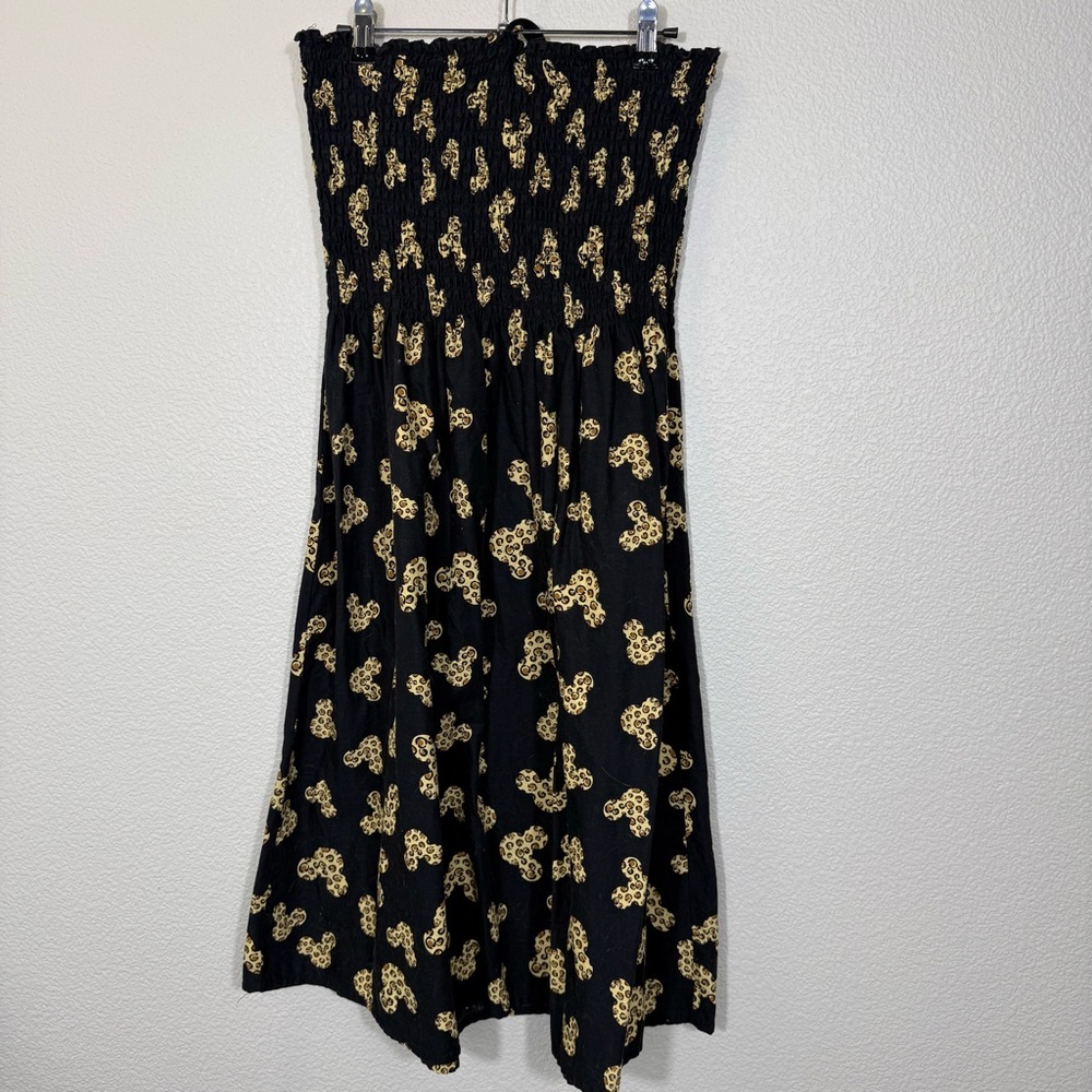 Disney Black Strapless Dress with leopard print Mickey Print - Picture 2 of 7